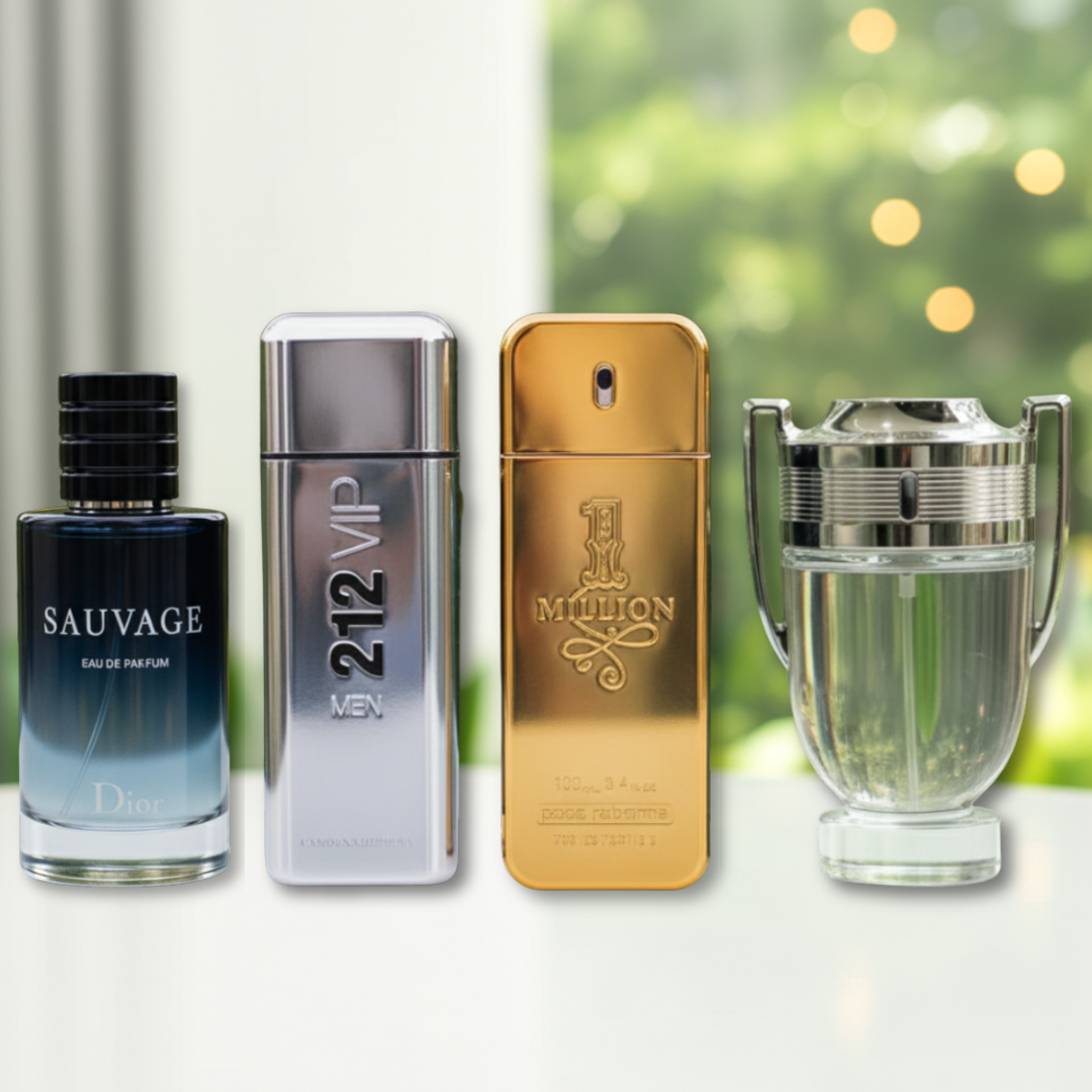 Combo de 4 perfumes - One Million, 212 VIP, Invictus, Sauvage
